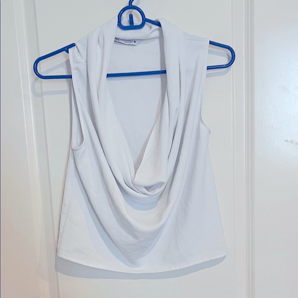 Zara White Draped Tank Top